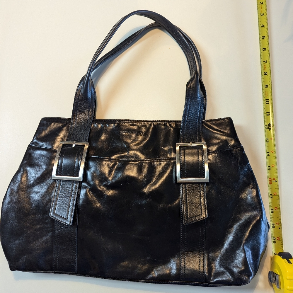 Kenneth Cole black leather shoulder handbag - Picture 3 of 7